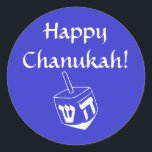 Adesivo Redondo Pau de Chanukah feliz<br><div class="desc">Etiqueta/etiqueta Chanukah feliz</div>