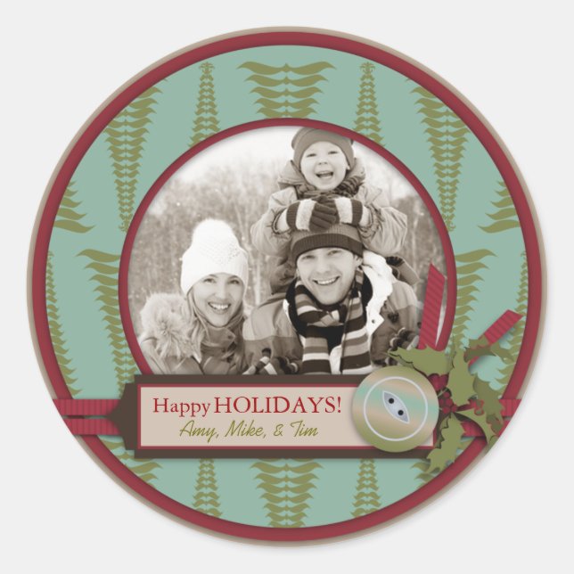 Adesivo Redondo Pau de Foto Natal Chic 2 (Frente)