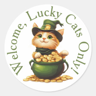 Adesivo Redondo Pau de Gato de Leprechaun bonito para Rua. Dia de 