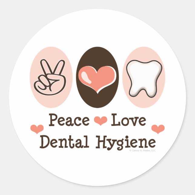 Adesivo Redondo Pau de Higiene Dental do Peace Love (Frente)