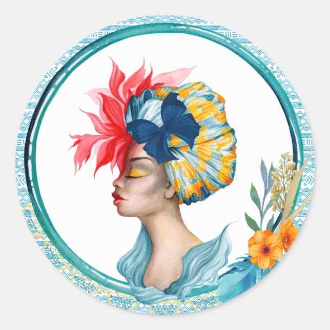 Adesivo Redondo Pau de Mulher Africano (Frente)