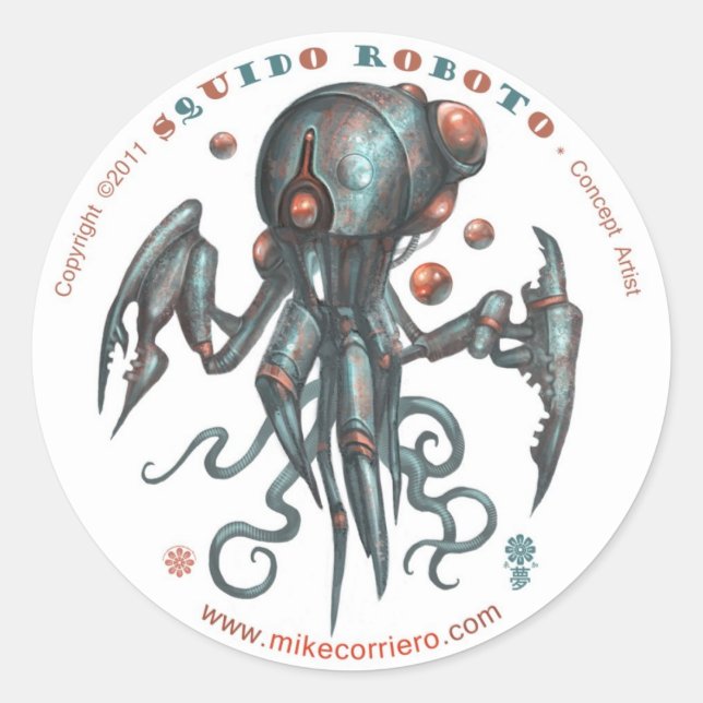 Adesivo Redondo Pau de Squidobot-O (Frente)