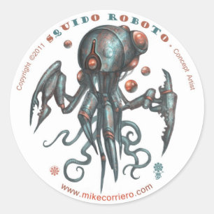 Adesivo Redondo Pau de Squidobot-O