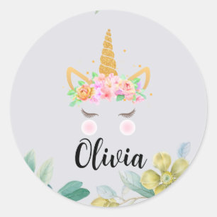 Adesivo Redondo Pau de unicórnio personalizado, presentes para cri