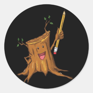 Adesivo Redondo Pau estumpado (pequeno) Preto