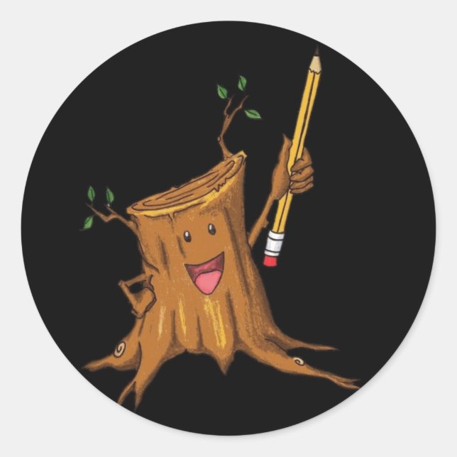 Adesivo Redondo Pau estumpado (pequeno) Preto (Frente)