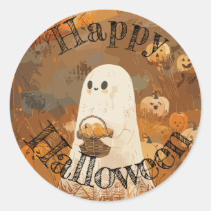 Adesivo Redondo Pau Fantástico Feliz Halloween