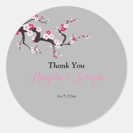 Adesivo Redondo Pau floral cor-de-rosa-flor