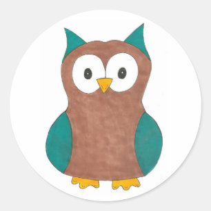 Adesivo Redondo Pau-Impressão do Pássaro Castanho Azul