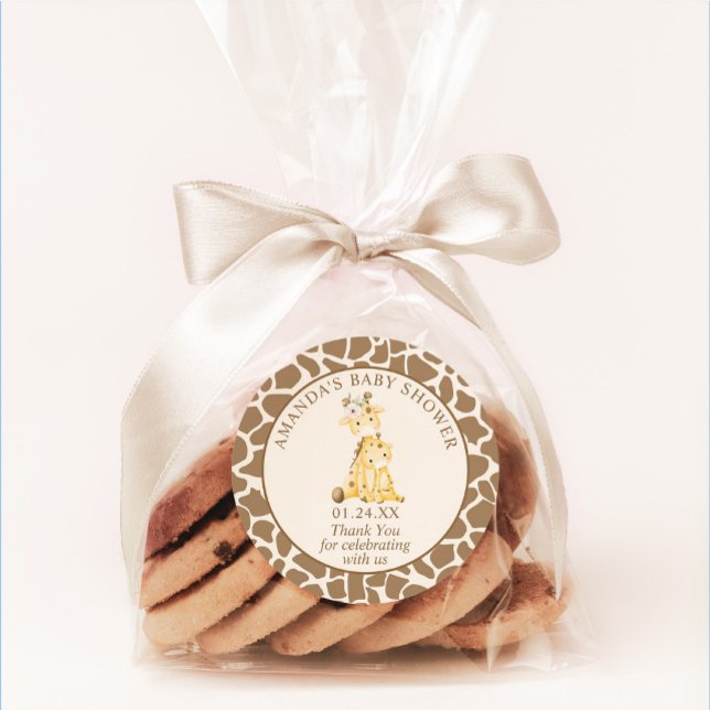 Adesivo Redondo Pau redondo clássico da Mama e do Baby Giraffe (Criador carregado)