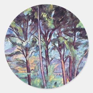 Adesivo Redondo Paul Cezanne - Pinheiros e Aqueduto Arte Fina