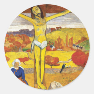 Adesivo Redondo Paul Gauguin O Cristo Amarelo Arte Fina Vintage