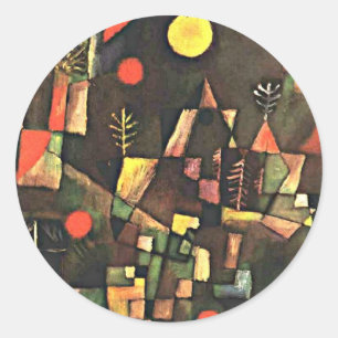 Adesivo Redondo Paul Klee - Lua Cheia, pintura famosa, 
