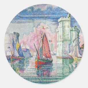 Adesivo Redondo Paul Signac - Entrada de La Rochelle Harbor