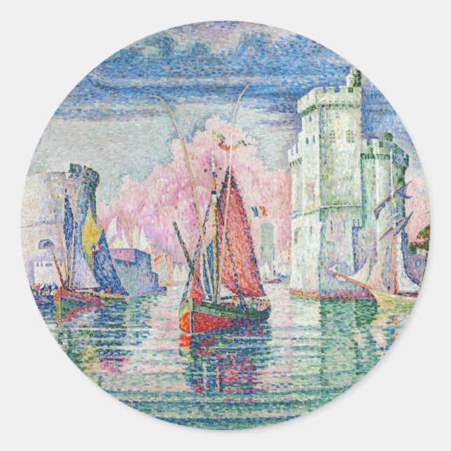 Adesivo Redondo Paul Signac - Entrada de La Rochelle Harbor (Frente)