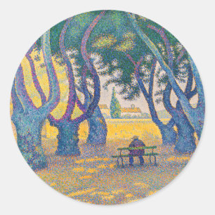 Adesivo Redondo Paul Signac - Place des Lices, Saint-Tropez
