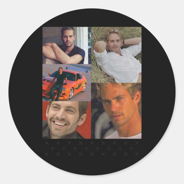 Adesivo Redondo Paul Walker Collage Sticker (Frente)