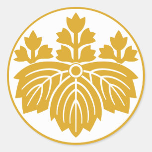 Adesivo Redondo Paulownia de folhas pontiagudas com 53 flores em b