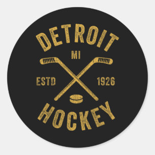 Adesivo Redondo Paus de hóquei no gelo vintage Detroit Mi Detroit