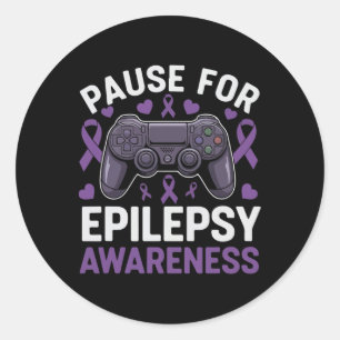 Adesivo Redondo Pausa Para Conscientização da Epilepsia Defesa do 