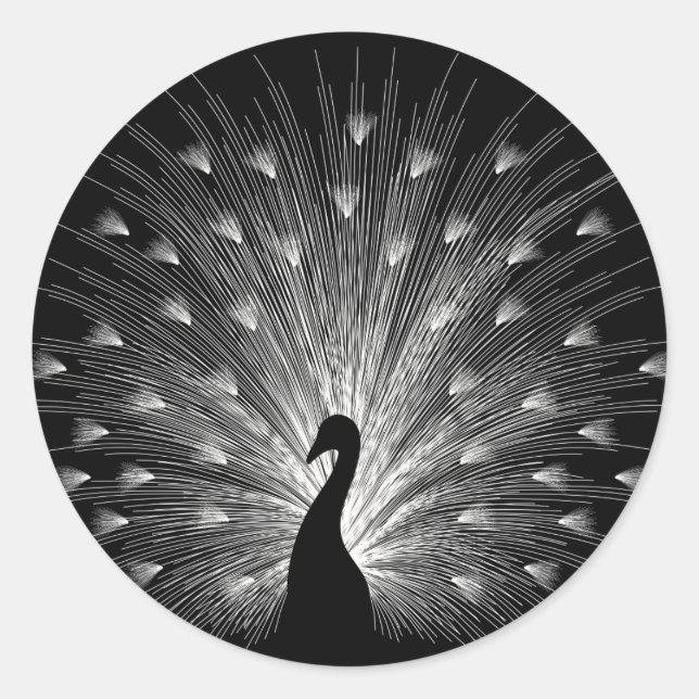 Adesivo Redondo Pavão branco (Frente)