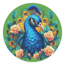 Pavão com Rosas de Pêssego