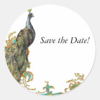 Adesivo Redondo Pavão e Dourado Filigre