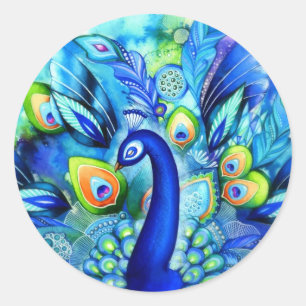Adesivo Redondo Pavão na flor completa