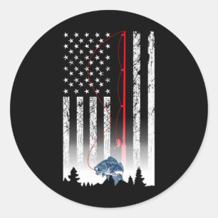 Adesivo Redondo Pavilhão Americano A Pescar Rod U.A.