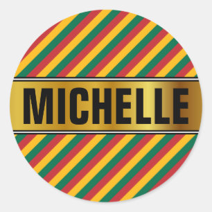 Adesivo Redondo Pavilhão do padrão de listras coloridas inspiradas