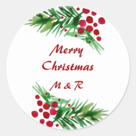 Adesivo Redondo Pavimento De Pinheiros Com Aquarela Pintada À Mão,