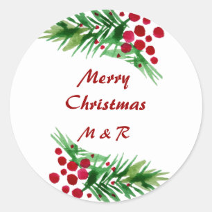 Adesivo Redondo Pavimento De Pinheiros Com Aquarela Pintada À Mão,