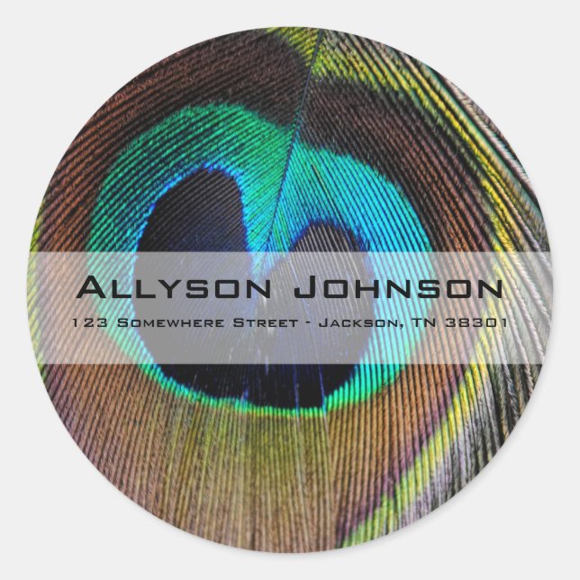 Adesivo Redondo Pavock Feather Address Stickers (Frente)