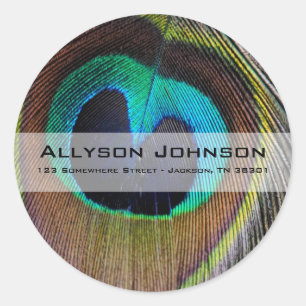 Adesivo Redondo Pavock Feather Address Stickers