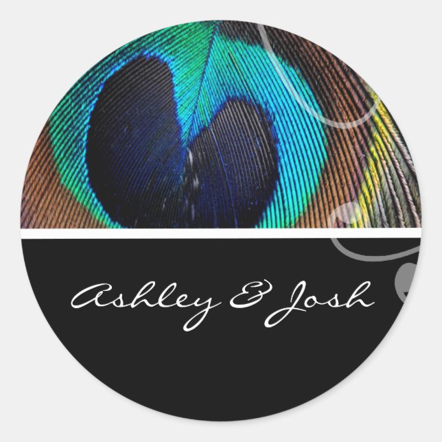 Adesivo Redondo Pavock Feather Wedings Stickers (Frente)