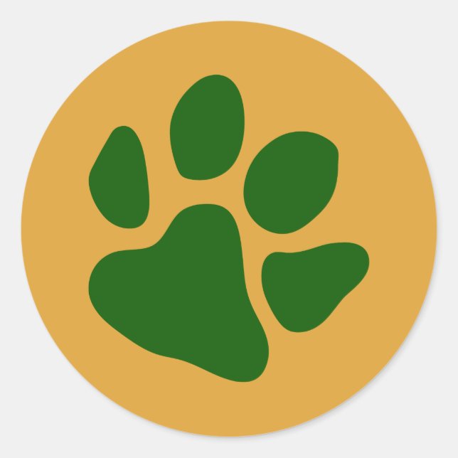 Adesivo Redondo Paw imprime verde (Frente)
