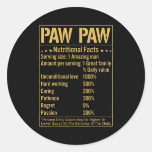 Adesivo Redondo Paw Paw Nutrition Fata Engraçado Avô Cita