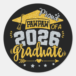 Adesivo Redondo Pawpaw Orgulhoso De Um Graduado De 2026 Graduado S