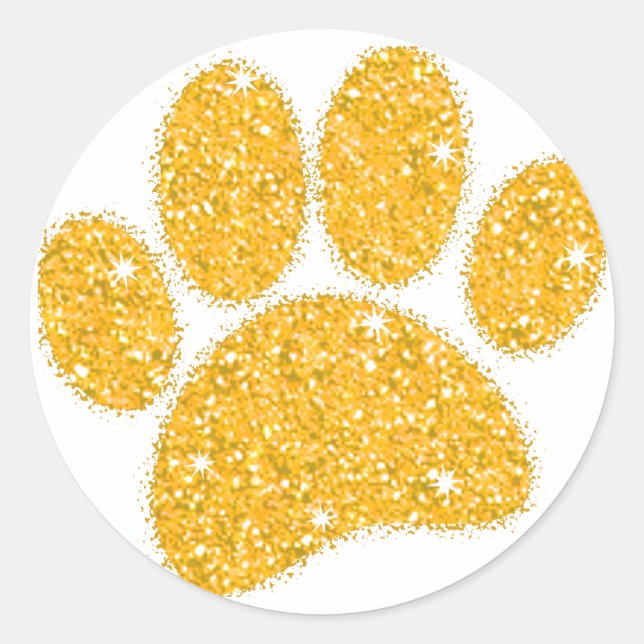 Adesivo Redondo Pawprint Cachorro Dourado (Frente)