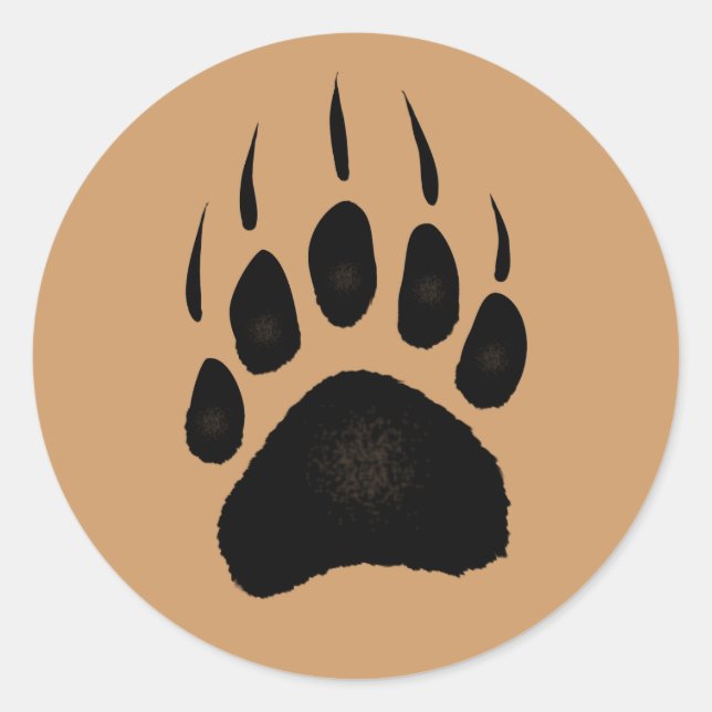 Adesivo Redondo Pawprint do Urso Grizzly (Frente)