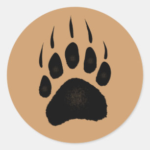 Adesivo Redondo Pawprint do Urso Grizzly