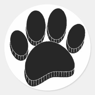 Adesivo Redondo Pawprint Preto Desenho Personalizado na Mão