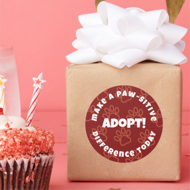 Adesivo Redondo Pawprint Vermelho Bonito Faz uma Diferença em Paw! (Festa)