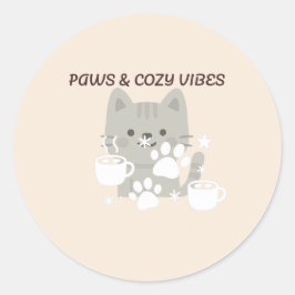 Adesivo Redondo Paws & Cozy Vibes | Cute Pet Wall Art & Stickers