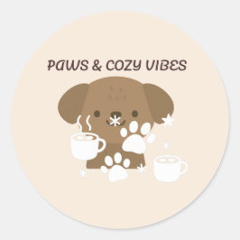 Adesivo Redondo Paws & Cozy Vibes | Cute Pet Wall Art & Stickers