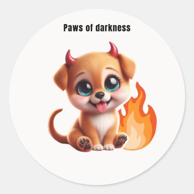 Adesivo Redondo Paws of Darkness Fire Dog Sticker (Frente)