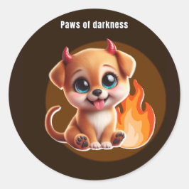 Adesivo Redondo Paws of Darkness Fire Glow Dog Sticker – Dark