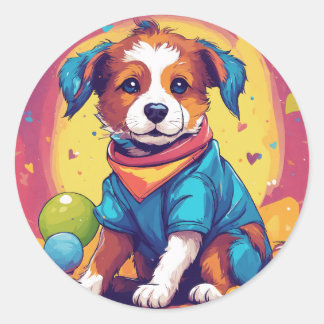 Adesivo Redondo Pawsome Pup: Playful Dog Sticker