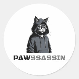 Adesivo Redondo Pawssassin Cat Sticker