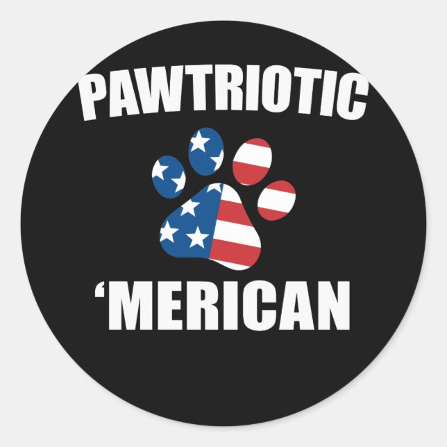 Adesivo Redondo Pawtriotic Merican Dog Cat Paw USA Flag (Frente)